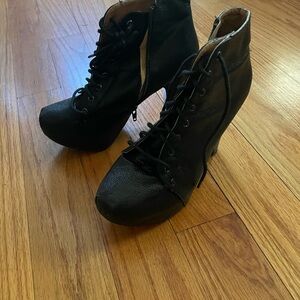 Women's Black Lace-Up Ankle Boots
